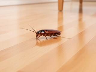 cockroach on wood background
