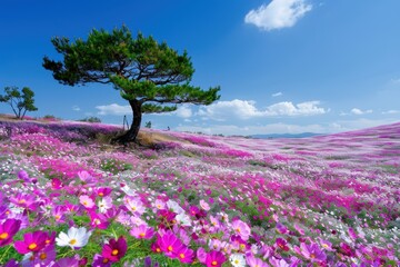 Naklejka premium Mexican daisy flowers at Hitachi Seaside Park in Japan
