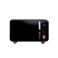 Fototapeta premium Black digital microwave oven on transparent background