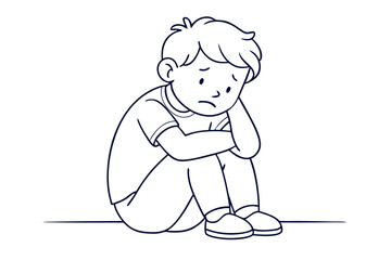 Capturing Childhood Emotions Sad Toddler Boy Sitting on the Floor