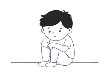 Capturing Childhood Emotions Sad Toddler Boy Sitting on the Floor