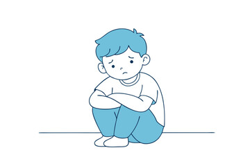 Capturing Childhood Emotions Sad Toddler Boy Sitting on the Floor