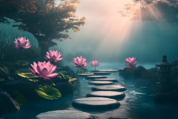the most peaceful place with lotus