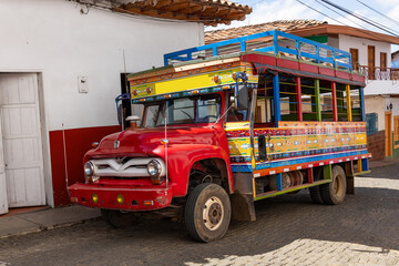 Jerico, Antioquia - Colombia. October 25, 2024. Chiva or ladder, rural transport of the Colombian...