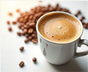 Fototapeta premium cup of hot coffee with foam,