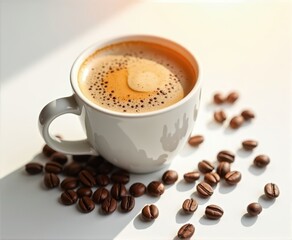 Fototapeta premium cup of hot coffee with foam,