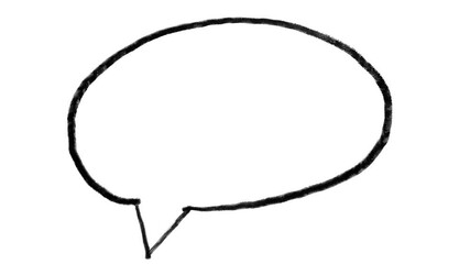 A simple black speech bubble drawn with a pencil on a white background