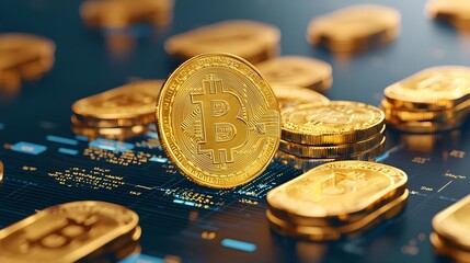 Bitcoin Cryptocurrency Gold Coins