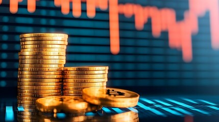 Cryptocurrency Coins and Chart