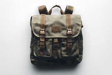 Khaki green backpack earthy casual fashion mockup