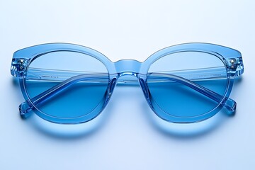 Fototapeta premium Clear blue acetate sunglasses trendy minimalist fashion mockup