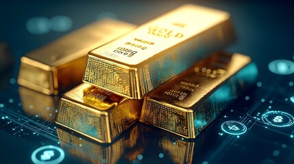 Gold Bars Bitcoin Cryptocurrency