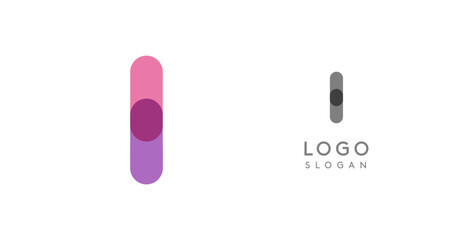 Soft rounded trendy logo, geometric colorful letter I with a modern tech feel, playful monogram design for corporate identity, creative branding, logotype template. Vector logotype