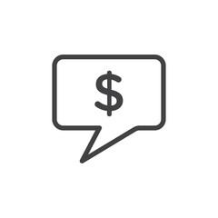 Comment dollar icon Symbol mark in filled style