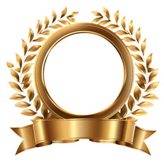 Golden award with ribbon