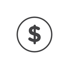 Dollar icon Symbol mark in filled style