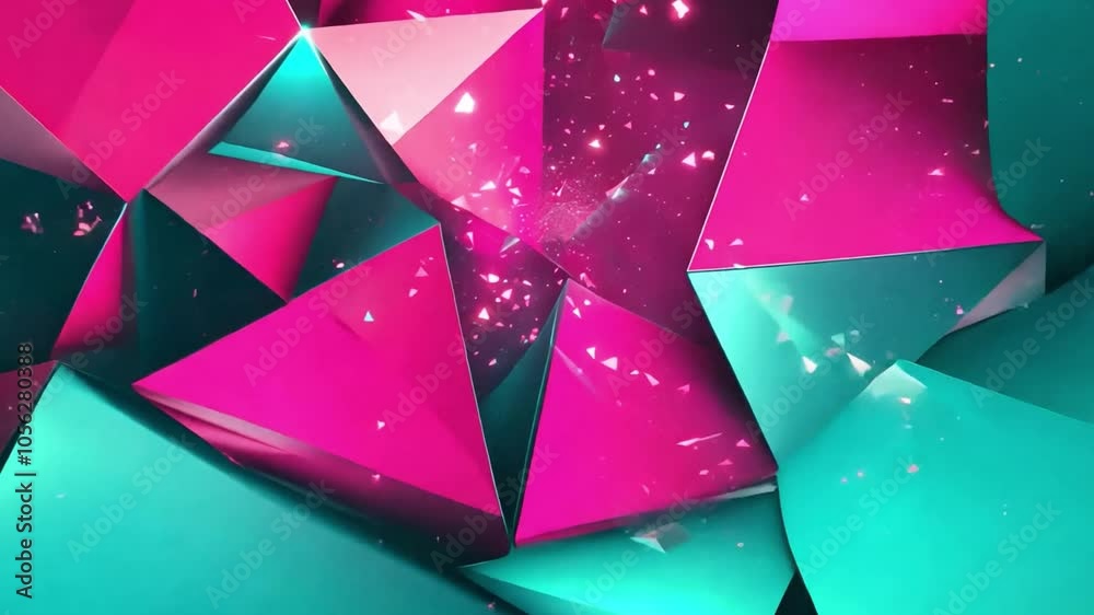 Poster colorful geometric shapes create a vibrant abstract design with sharp angles and luminous patterns f