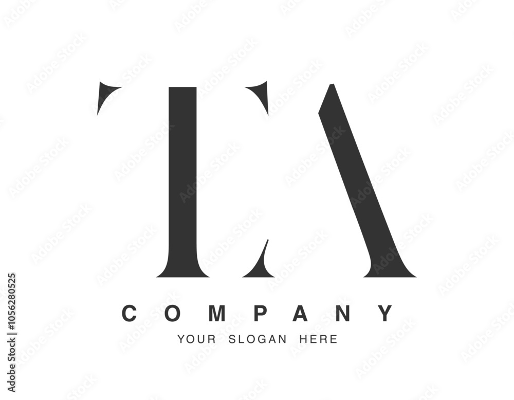 Fototapete ta logo design. initial letter t and a serif font style. creative classic company name typography. t