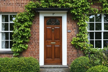 Modern Cottage Entrance: A stylish front door of a modern cottage, inviting into a comfortable and elegant home.