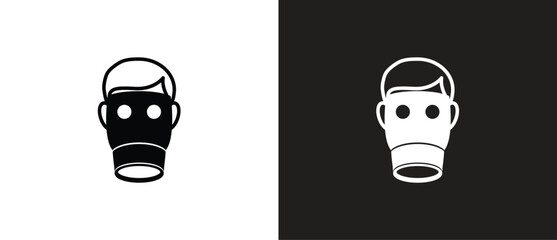 Work Safety icons in the form of  respirators, Protective equipment icons, Work safety signs in black and white background.