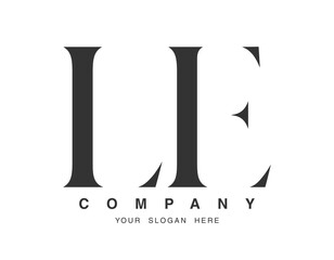 LE logo design. Initial letter l and e serif font style. Creative classic company name typography. Trendy logotype or identity.