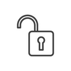 Unlock icon Symbol mark in filled style