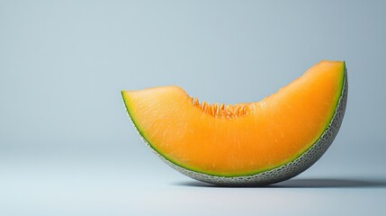 Cantaloupe Slice on a Blue Background
