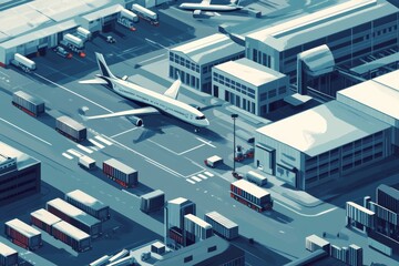 Dynamic Connectivity: A Vibrant Logistics Hub Illustrating Air Cargo Efficiency and Movement