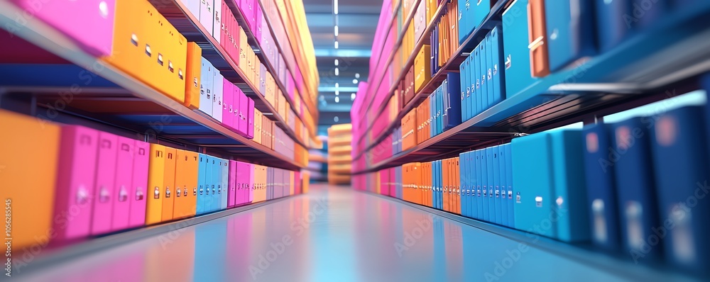 Aufkleber Vivid 3D image of a digital document management system operating in a virtual network, emphasizing efficiency and security in data handling and organization