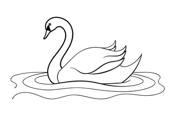 Serene Single Line Illustration of a Swan on Calm Waters