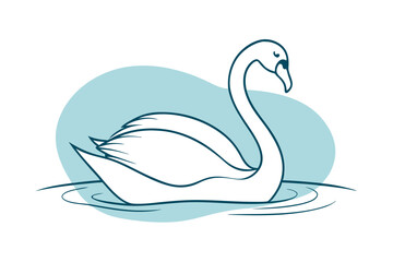 Serene Single Line Illustration of a Swan on Calm Waters