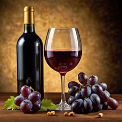 Obraz premium red wine and grapes