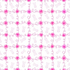 Obraz premium Breast cancer month seamless pink ribbon day mammogram pattern