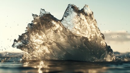 A Crystal Clear Iceberg Emerging From The Water