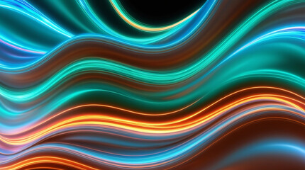 Flowing Neon Waves in a Vibrant Background