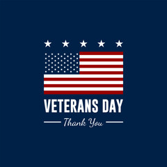 Thank you veterans, November 11, honoring all who served, American flags background vector illustration
