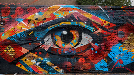 Obraz premium Graffiti-covered brick wall