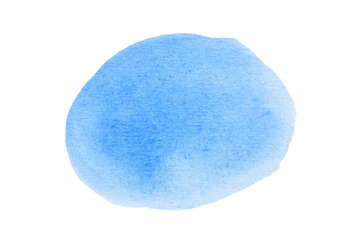 Sky blue, light blue spot, watercolor hand painted circle shape isolated on white background with clipping path.