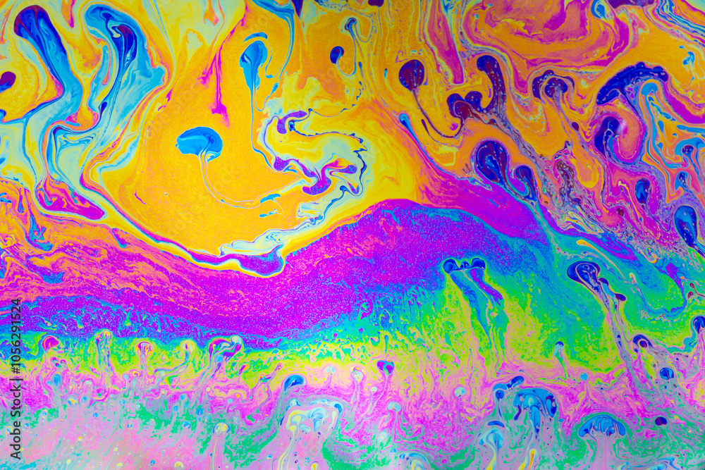 Wall mural psychedelic multicolored background abstract. rainbow colors. patterns background. photo macro shot 
