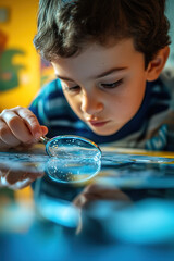 Multiethnic group of children conducting a science experiment with liquids