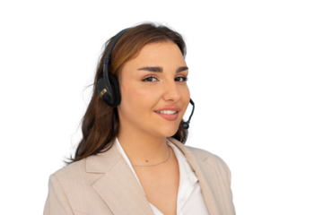 Call center operator with a friendly smile