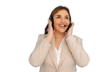 Call center operator with a friendly smile