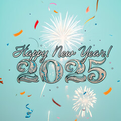 Obraz premium Celebrate New Year 2025 with New Beginnings 