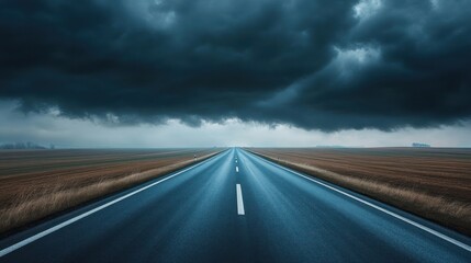 Fototapeta premium Road Under Dramatic Storm Clouds