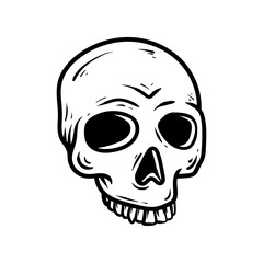 human skull drawing coloring line art style sketch classic vintage design illustration