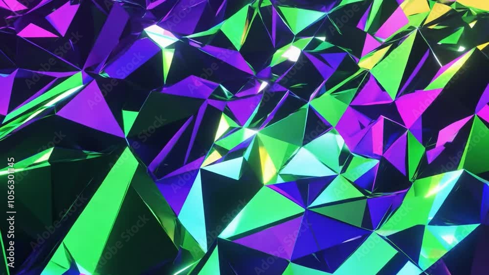 Poster colorful geometric shapes creating a vibrant abstract background with dynamic lighting effects and s