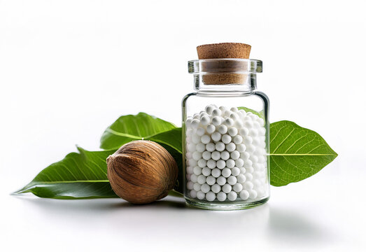 nux vomica &ndash; poison nut, homeopathy pellet small jars, homeopathy pellets jar storage box, homeopathy pellets jars cabinet, homeopathy pellets, white homeopathy pellet, homeopathy glass jar, nux vomic