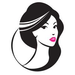 beautiful woman with pink lipstick