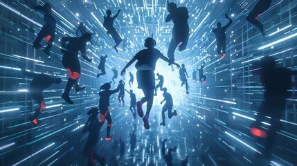 A player jumping into a game lobby and joining a group of strangers all of whom are perfectly synced in the realtime action.