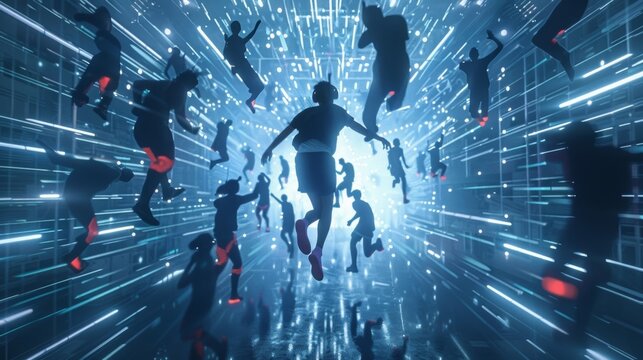 A player jumping into a game lobby and joining a group of strangers all of whom are perfectly synced in the realtime action.